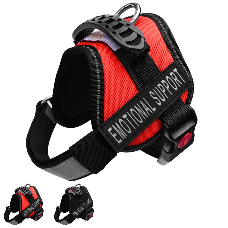 ALBCORP Emotional Support Dog Vest â€“ Reflective Harness - Woven Nylon, Comfy Mesh Padding - Sizes from XXS to XL â€“ Emotional Support Dog Patches Included. Red, Extra Small - Image 1